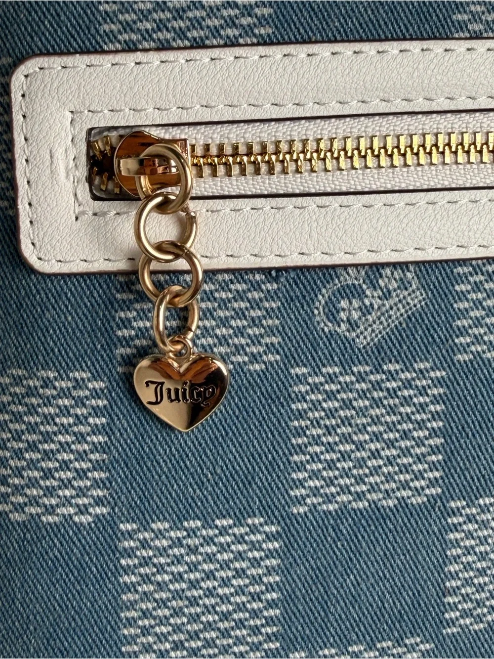 Juicy Couture Blue Check Mini Backpack with White Trim and Gold Accents